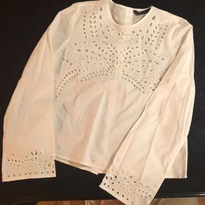 Zara White Cotton eyelet blouse new w/o tags Sz sm
